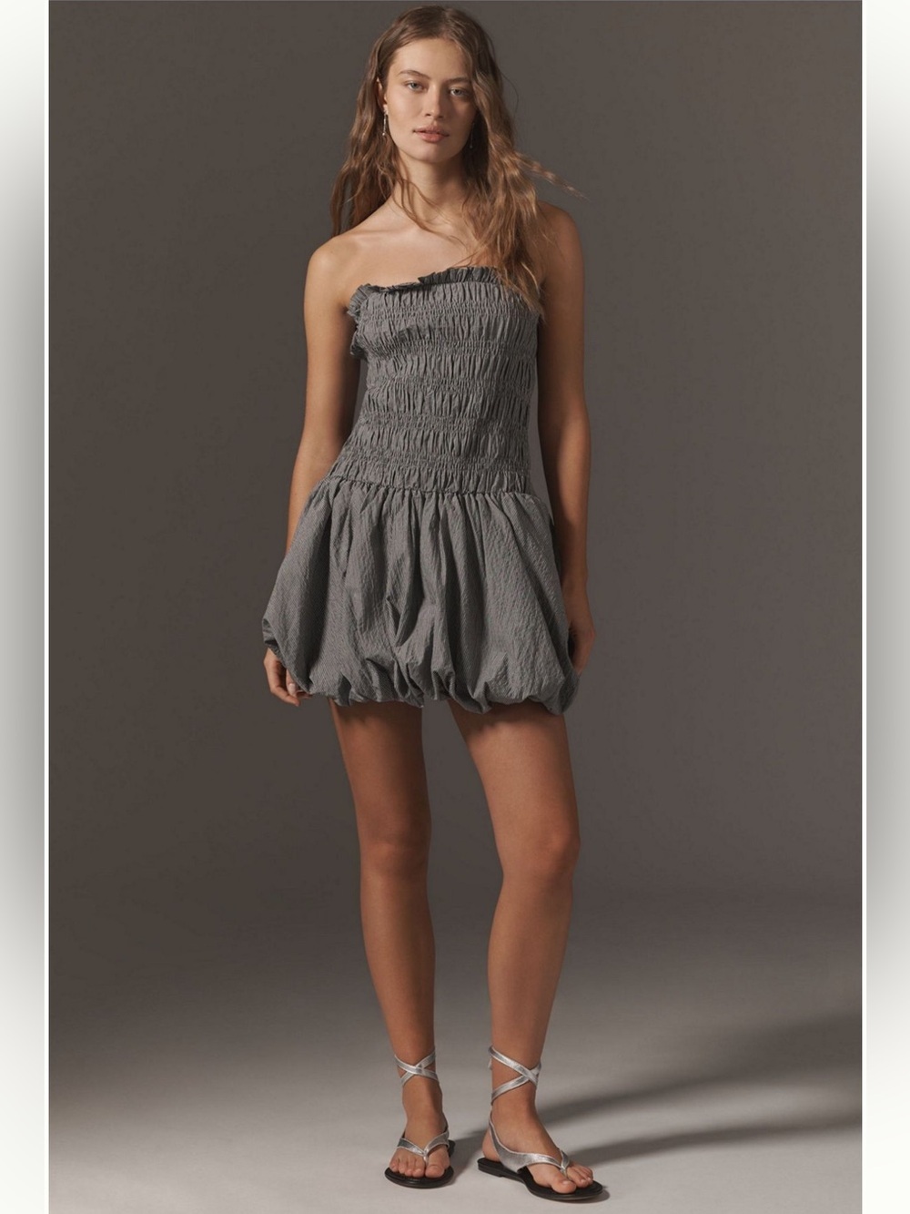 Anthropologie strapless smocked mini dress size small nwot